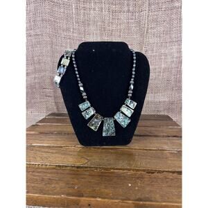 Abalone Trapezoid Necklace - Multicolored Necklace Matching  Stretch Bracelet